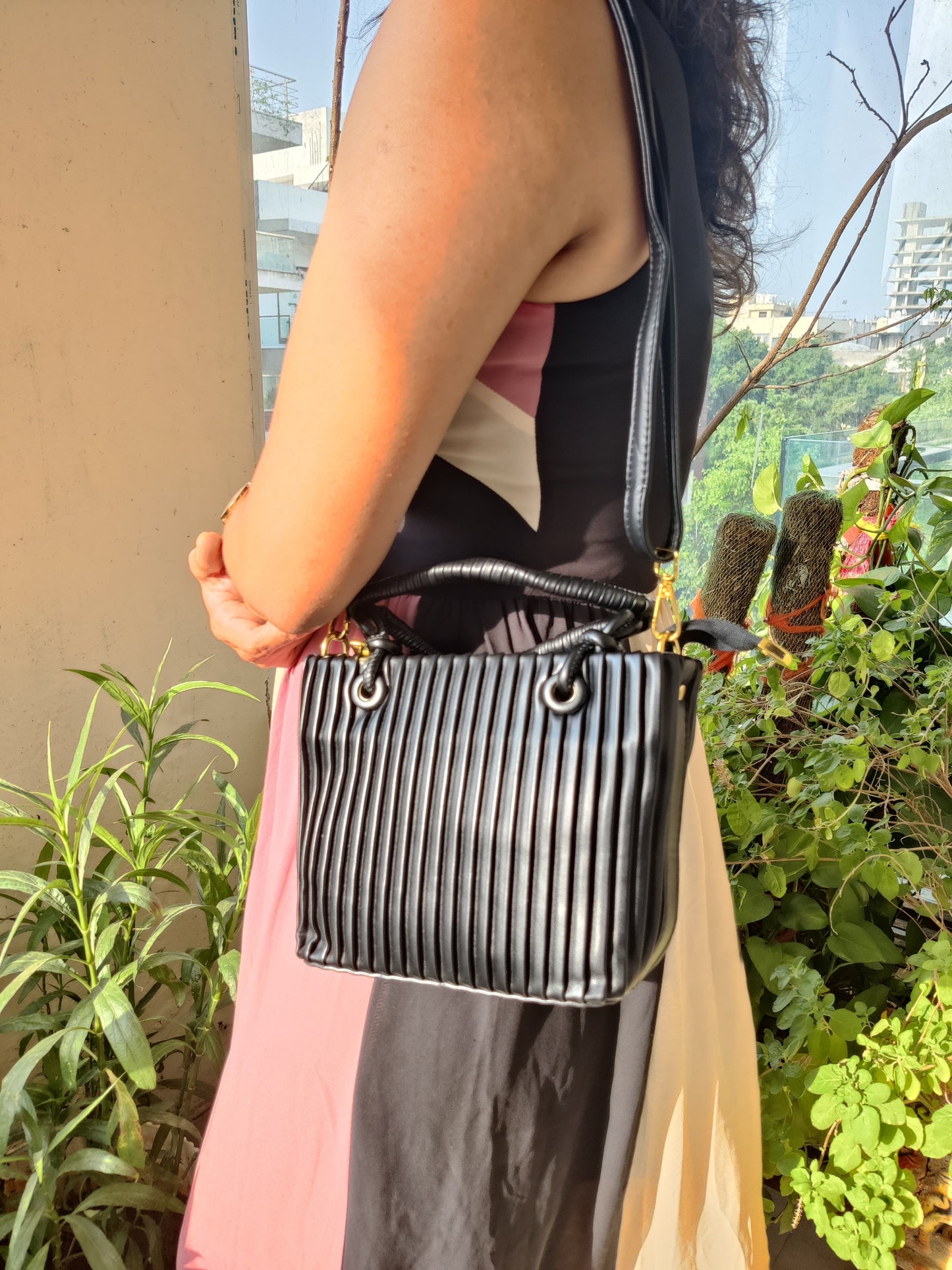Pleated Sling Bag