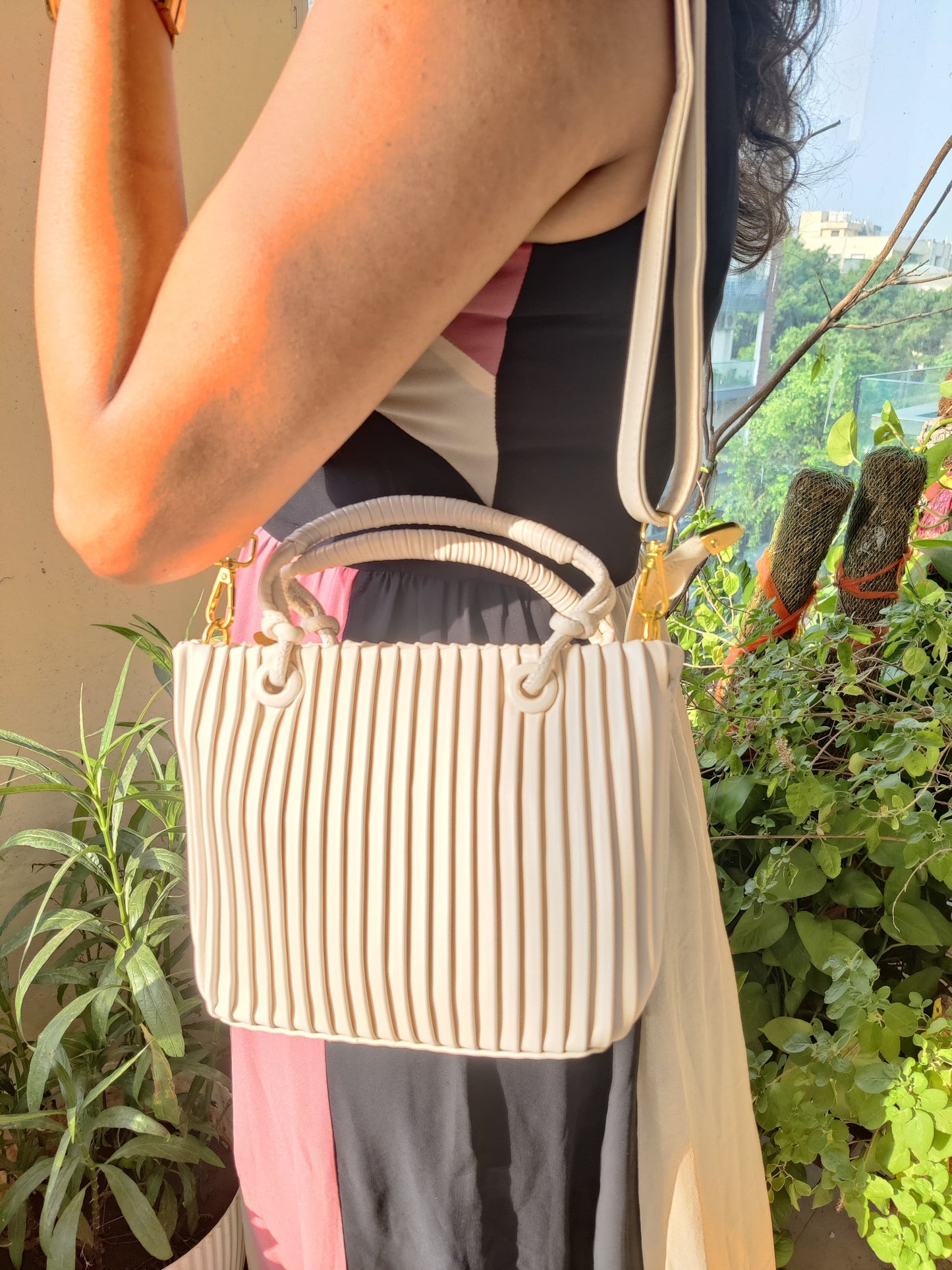 Pleated Sling Bag