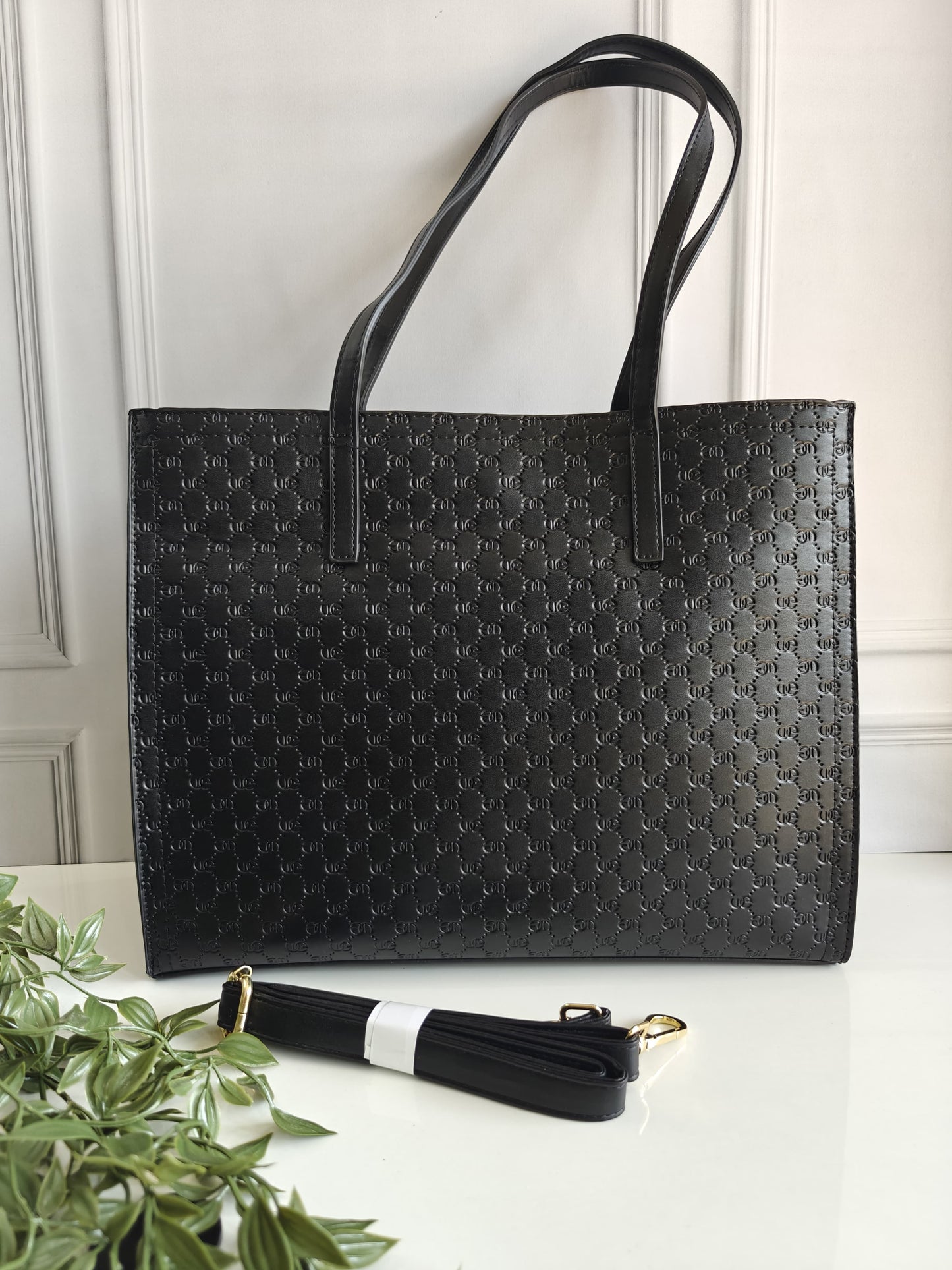 Black Embossed Tote Bag