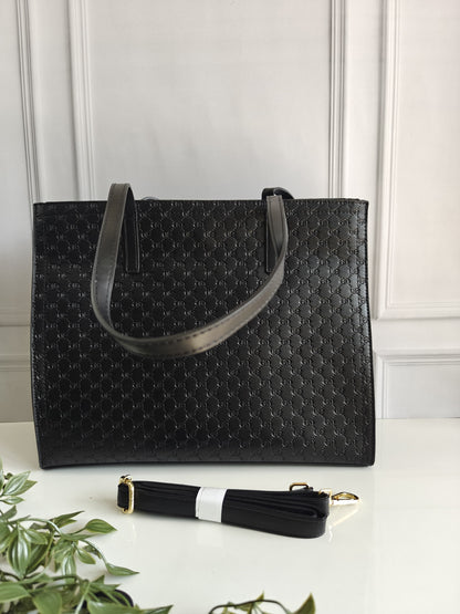 Black Embossed Tote Bag