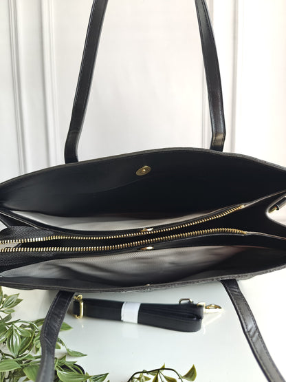 Black Embossed Tote Bag