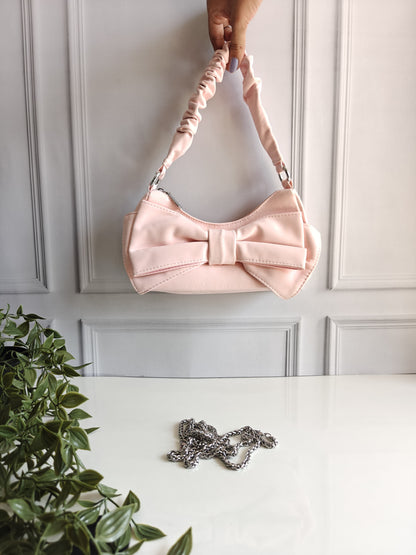 Bow Handbag with Ruched Handle