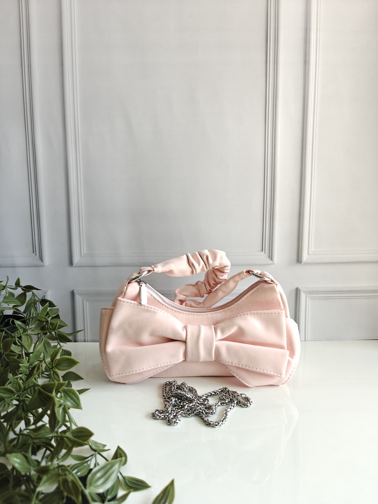 Bow Handbag with Ruched Handle