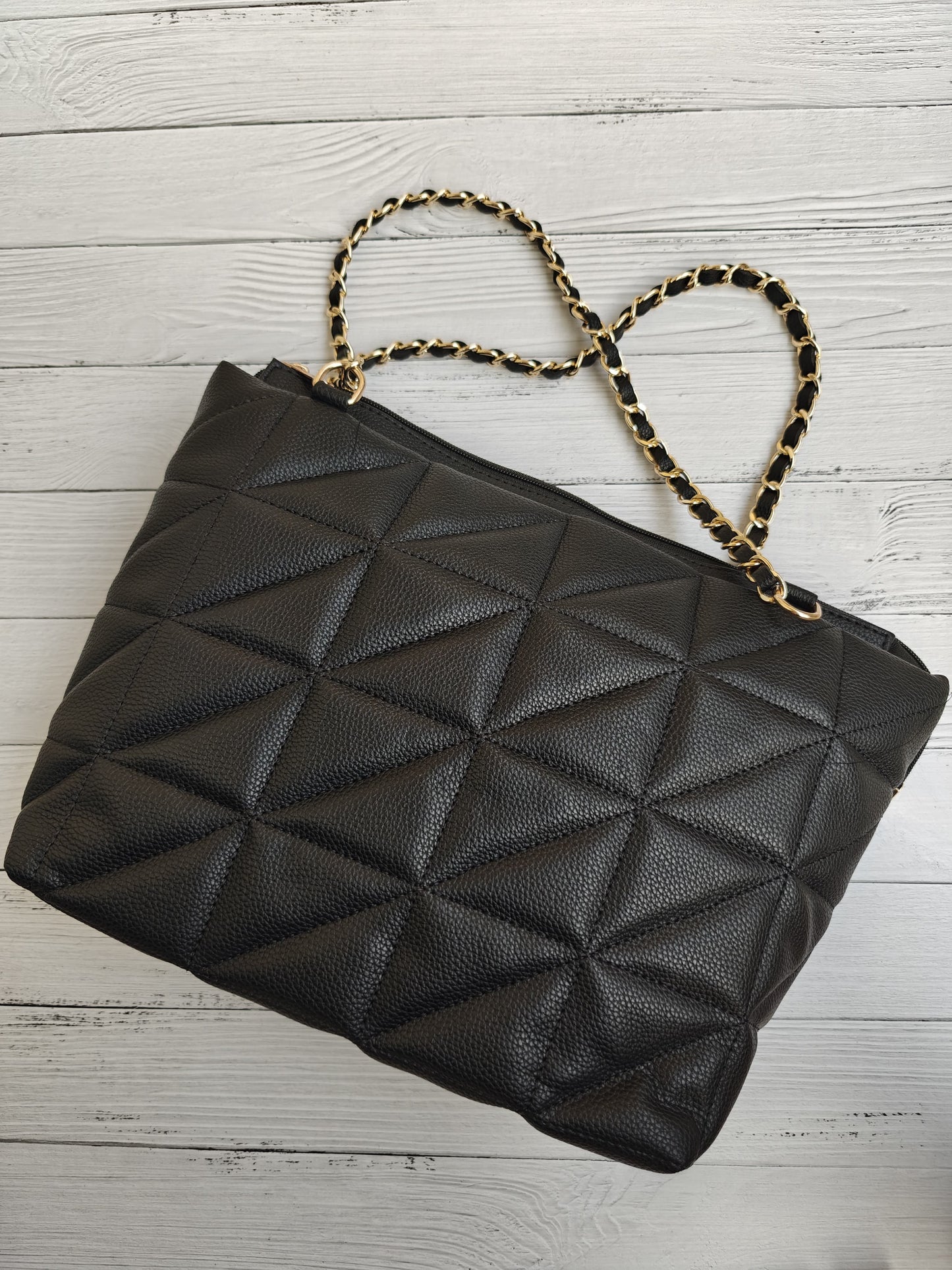 Chic Diamond Quilted Chain Handle Tote Bag