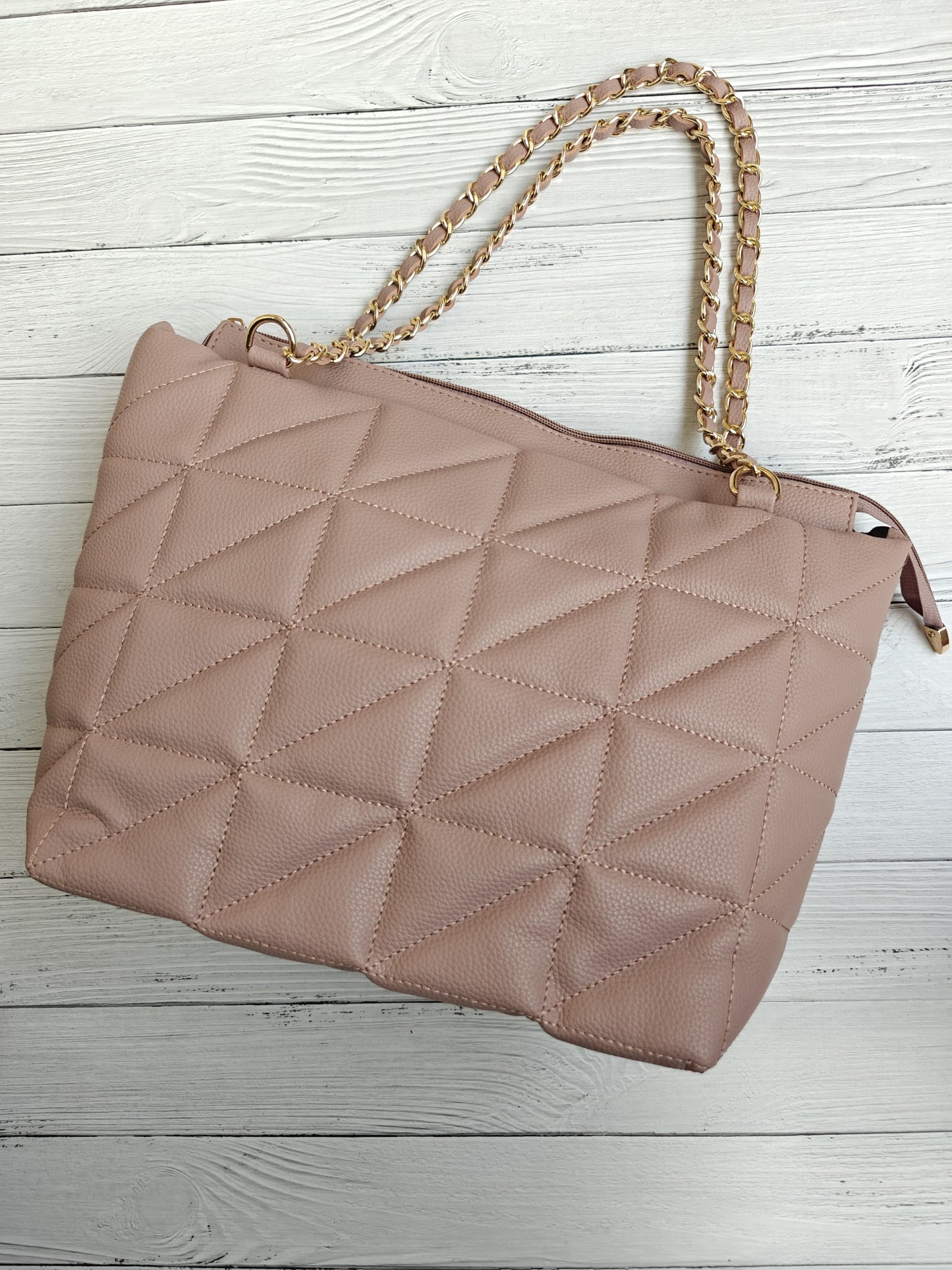 Chic Diamond Quilted Chain Handle Tote Bag