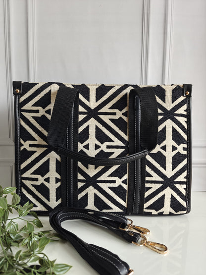 Crisscross Print Tote Bag