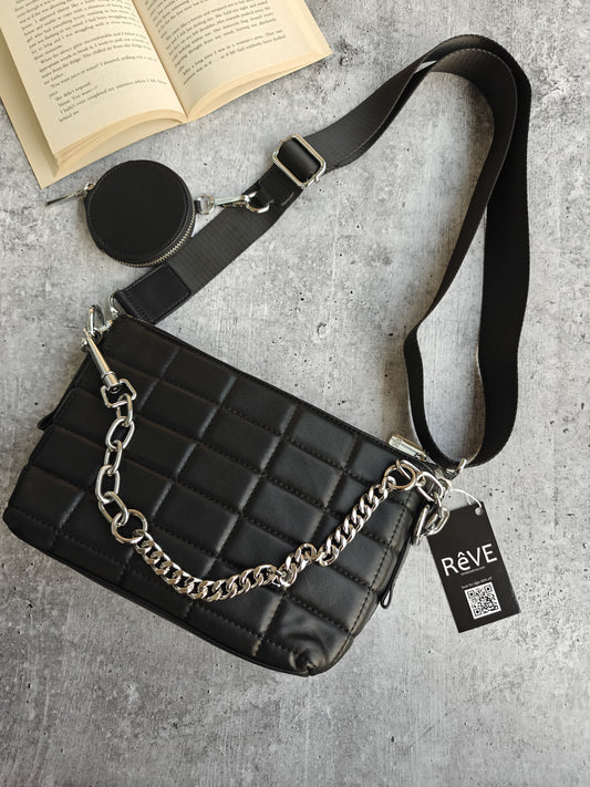 Quilted Noir Crossbody Bag