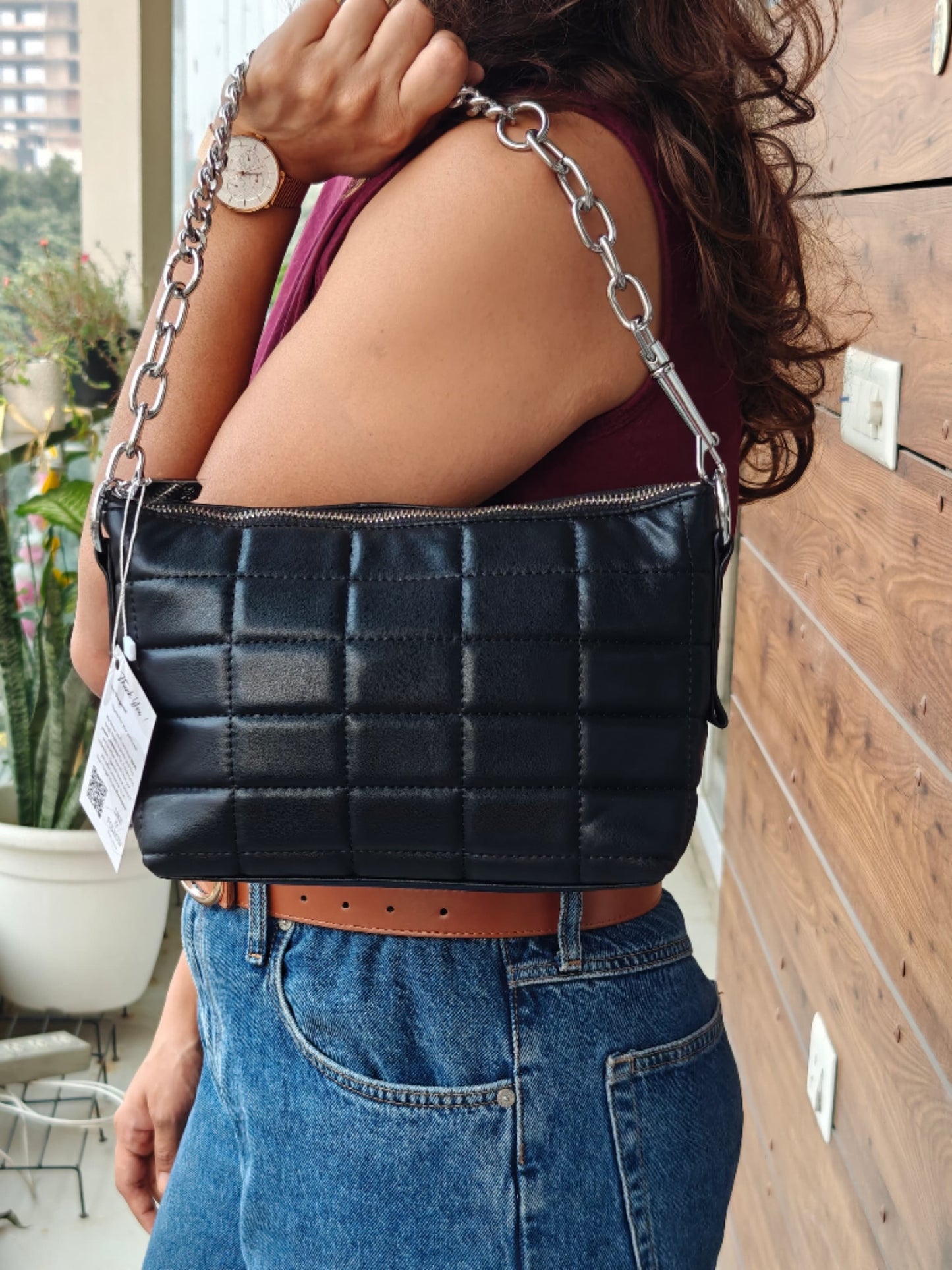 Quilted Noir Crossbody Bag