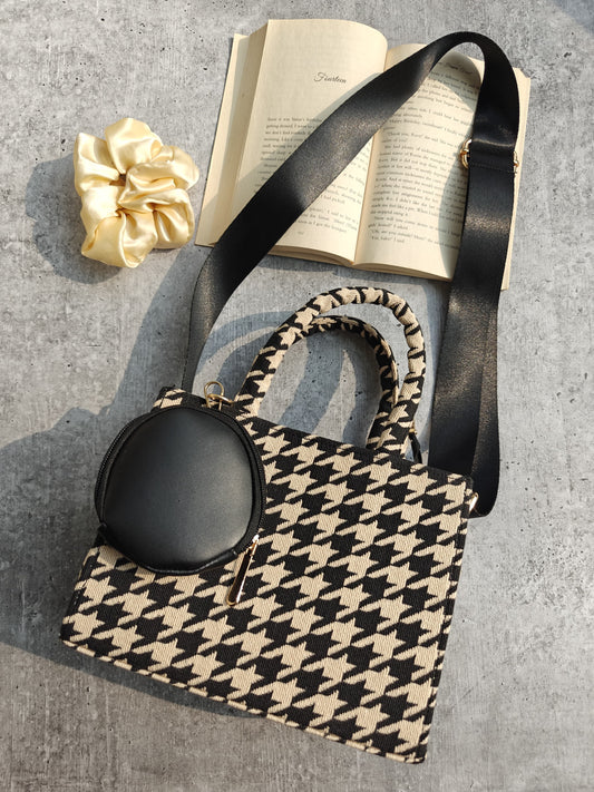 Chic Houndstooth Sling Bag