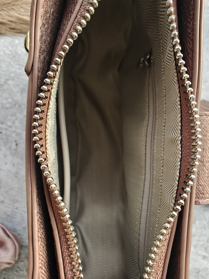 Studded Vintage Brown Buckle Bag