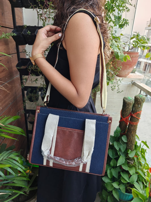 Fashionable Navy Canvas Mini Tote