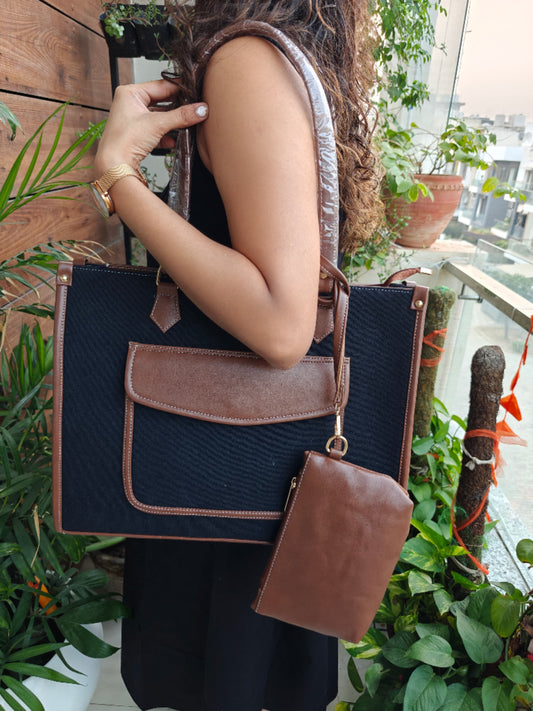 Stylish Black Canvas Tote