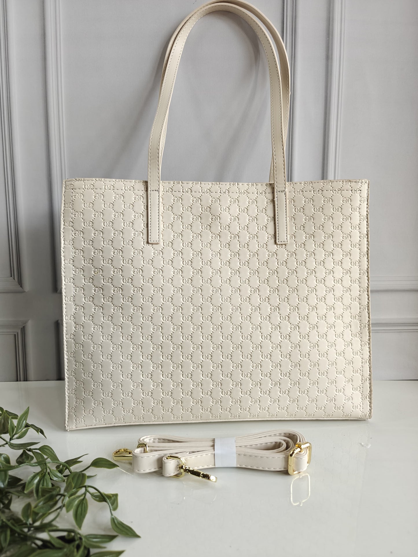 White Embossed Tote Bag