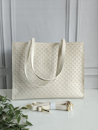 White Embossed Tote Bag